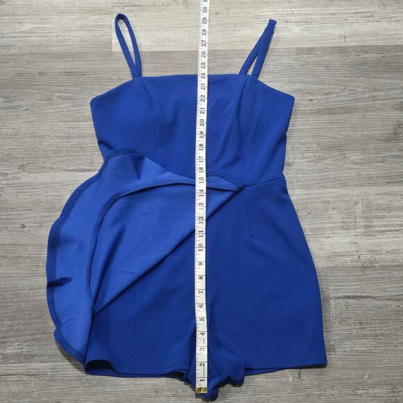 Midnight Doll Navy Blue Formal Romper Mini Skort Short Jumpsuit - Picture 7 of 8